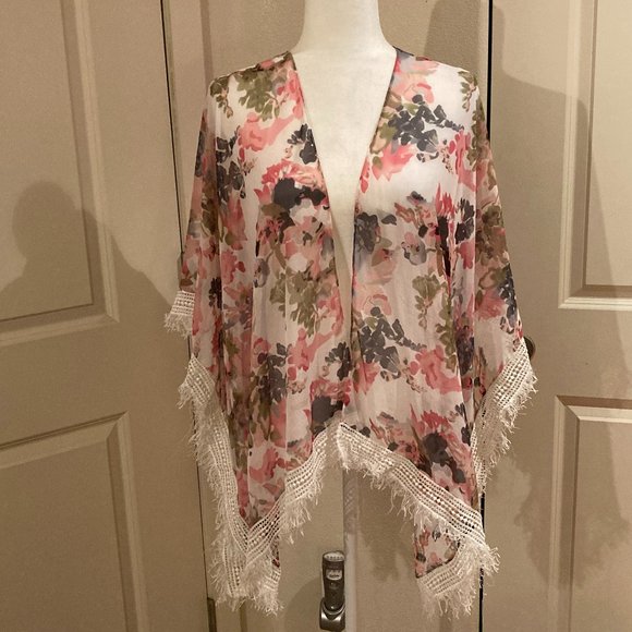 CLEARANCE 2/$10 or 3/$14 Floral Kimono-Style Shawl - Picture 2 of 7